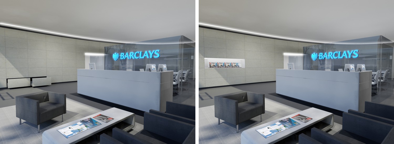 barclays product presentation in wall