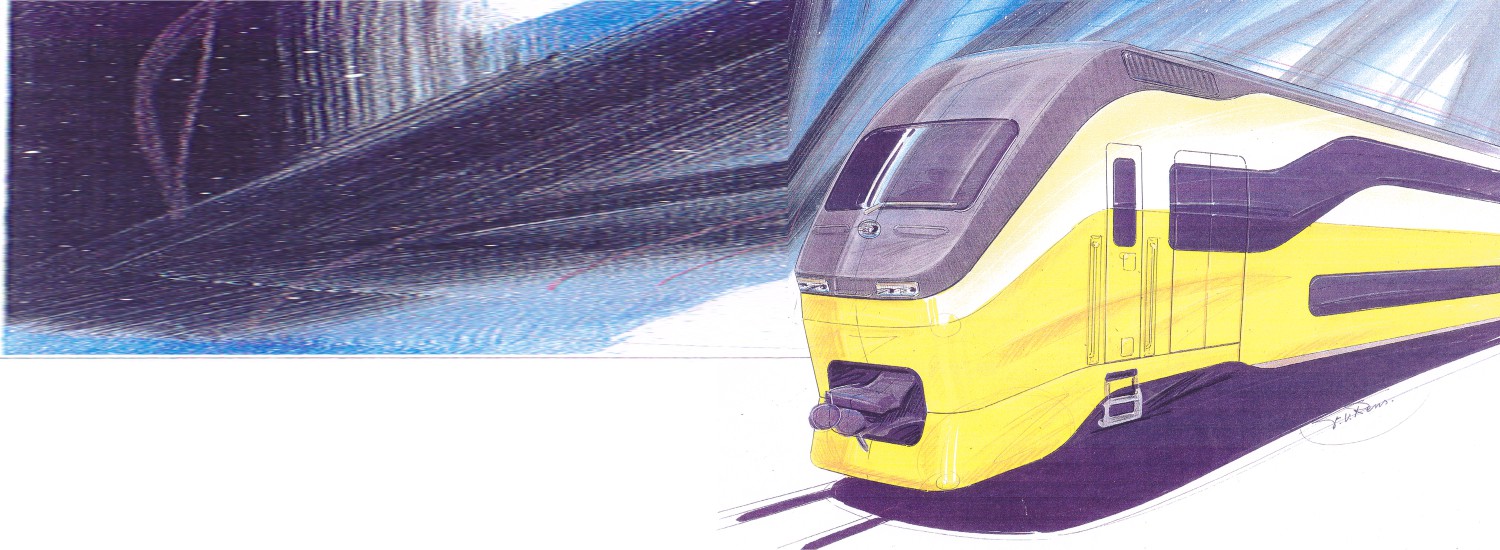 trein NS concept schets exterieur dubbeldekker trein nederlandse spoorwegen VIRM regiorunner artist impression frans van rens