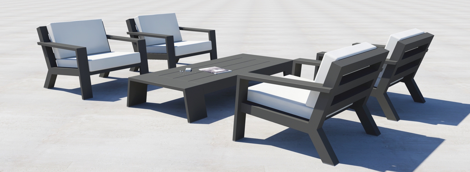 ontwerp rendering borek viking lounge set in aluminium antraciet